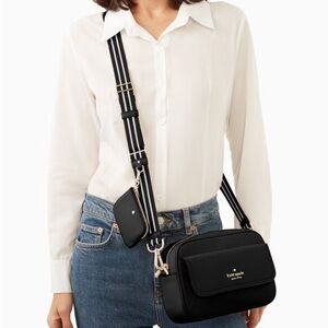 Kate Spade Rosie Pebbled Leather Black Small Flap Camera Bag